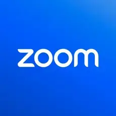 Zoom logo on a blue background
