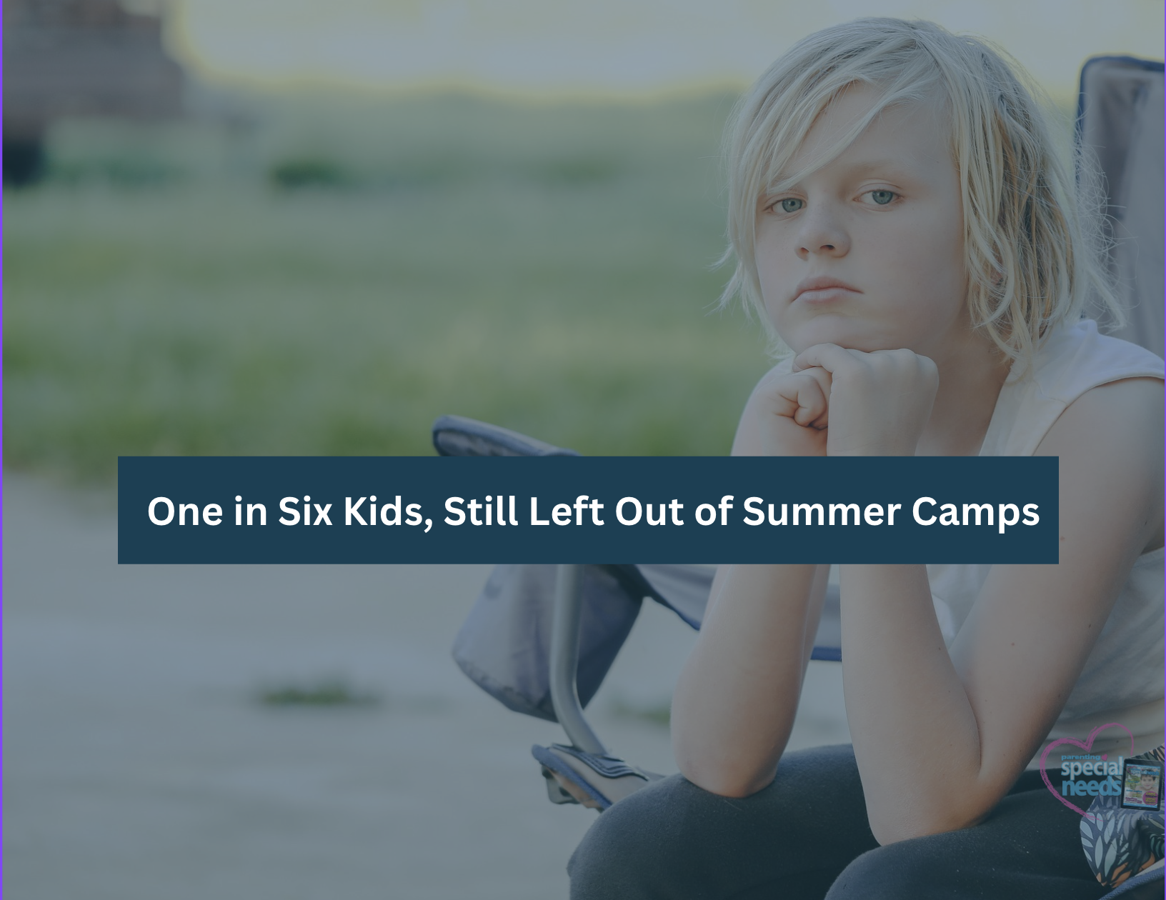 A young person sits outside with a sad expression.