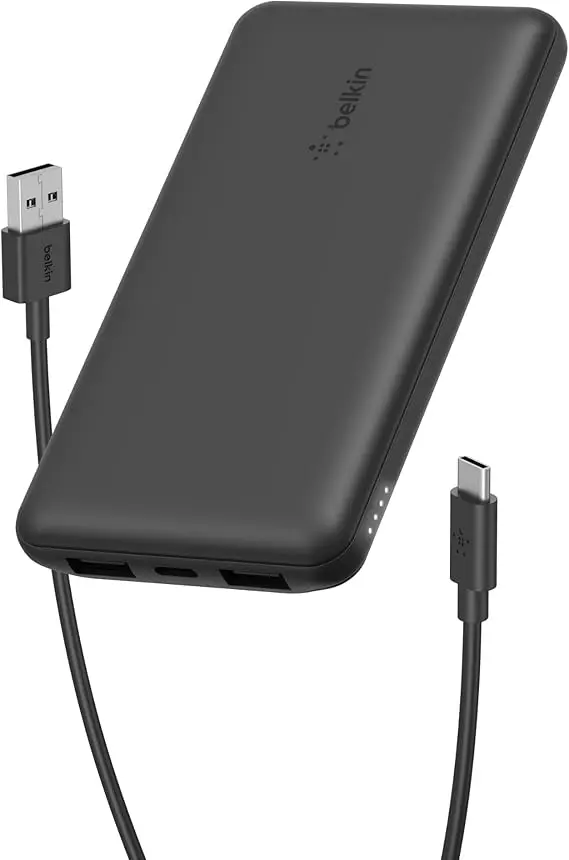 Belkin portable charger with USB-C and USB-A cables