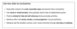 Start Here: Skills You Can Build Now lists five strategies for skill development.