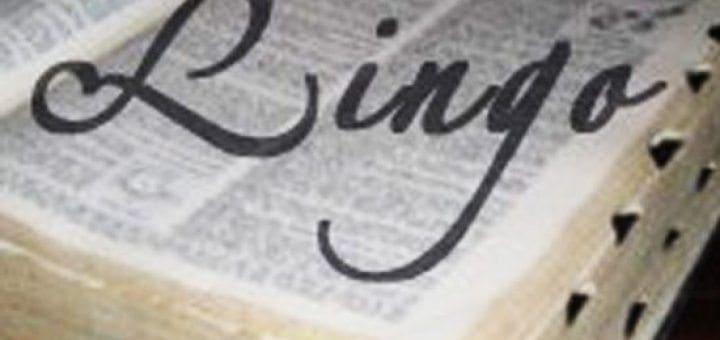 Open book with the word "Lingo" written on the pages