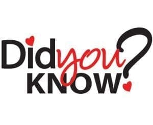 Did you know text with a question mark and small hearts.