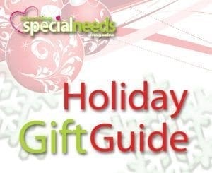 Special Needs Magazine Holiday Gift Guide with pink ornaments