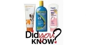 Three bottles of sunscreen with text overlay "Did you KNOW?