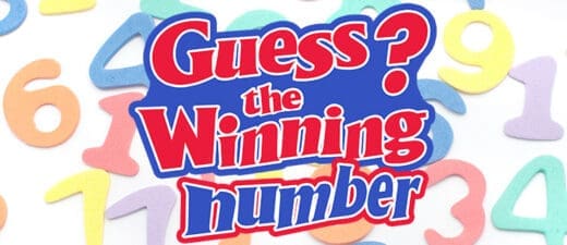 Guess the Winning Number game title with scattered colorful numbers.
