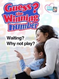 Mother and daughter play the "Guess the Winning Number" game while waiting.