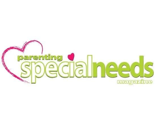 Parenting special needs magazine logo with a pink heart.