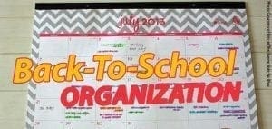 Calendar with "Back-To-School ORGANIZATION" text overlay