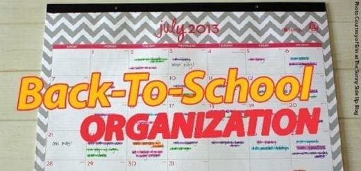 Calendar with "Back-To-School ORGANIZATION" text overlay