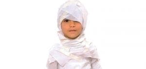 Child dressed as a mummy.