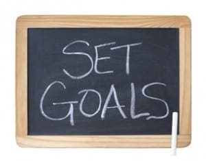 Blackboard with the words Set Goals written in white chalk.