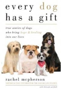 Cover of "Every Dog Has a Gift" book featuring four dogs.
