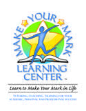 Logo for Make Your Learning Center featuring a leaping figure over an open book.