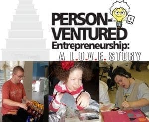 Minerva and Nelson Santiago's "Person-Ventured Entrepreneurship: A L.O.V.E. Story" title card with images of people.