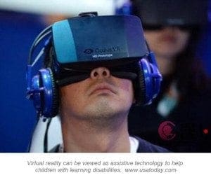 Person wearing a virtual reality headset and headphones to explore a computer-simulated environment.