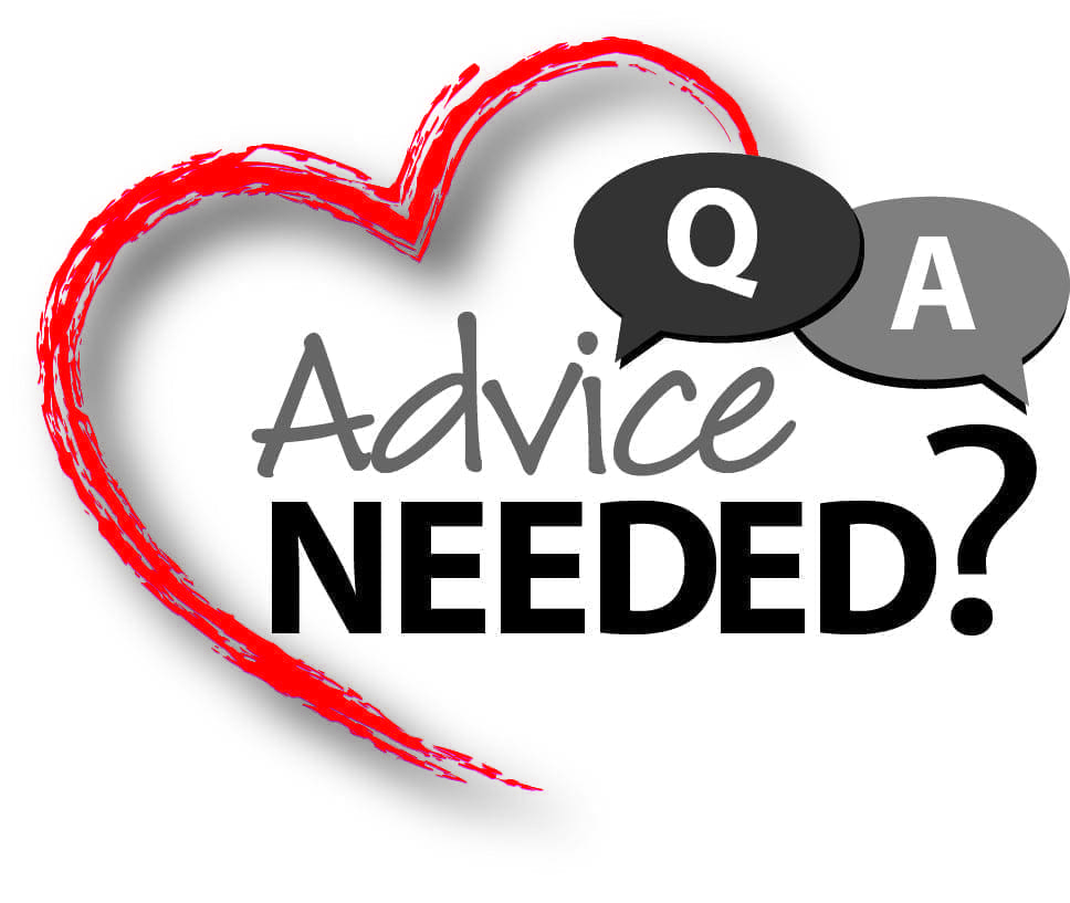 Heart with "Advice Needed?" and Q&A speech bubbles
