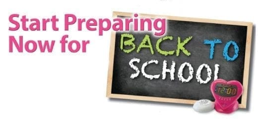 Chalkboard with "BACK TO SCHOOL" and "Start Preparing Now for" text.