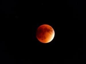 The moon during a lunar eclipse on September 27, 2015.