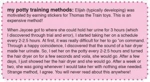 Evana Sandusky's potty training methods for Elijah and Jaycee