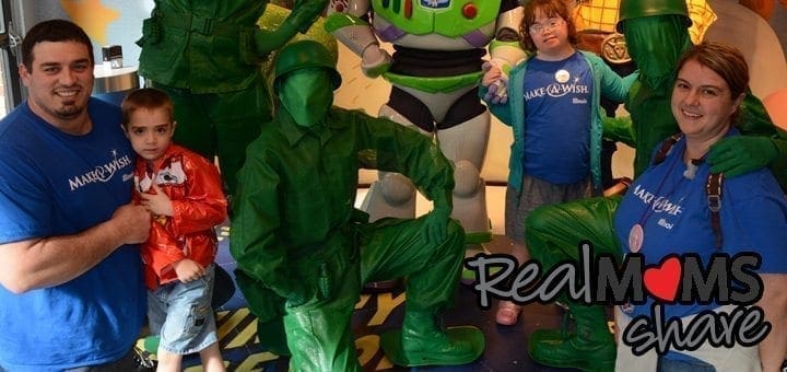 Evana Sandusky with her children and Buzz Lightyear.