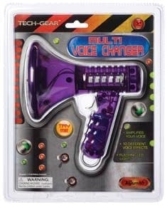 Purple multi voice changer toy in packaging.