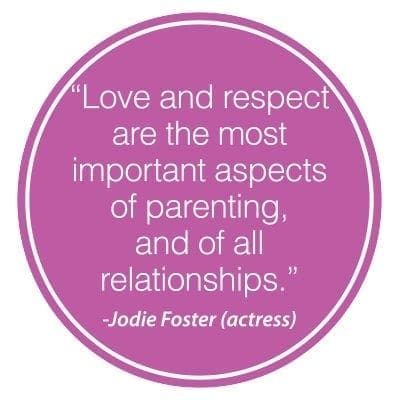 Jodie Foster quote about love and respect being important in parenting and relationships.