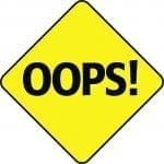 Yellow diamond sign with "OOPS!" in large black letters.