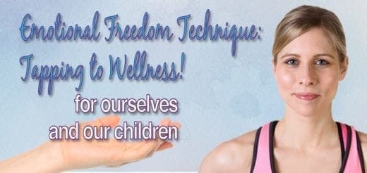 Woman in a pink tank top with "Emotional Freedom Technique: Tapping to Wellness for Ourselves and Our Children" text.