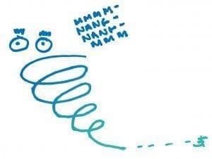 Cartoon eyes look up at a swirling vortex and text reading "MMMM-NANG-NANK-MMMM.