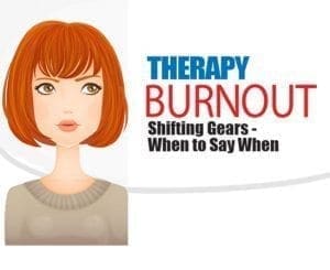Illustration of a woman next to text about therapy burnout.