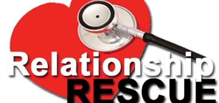Red heart with a stethoscope and the words "Relationship RESCUE