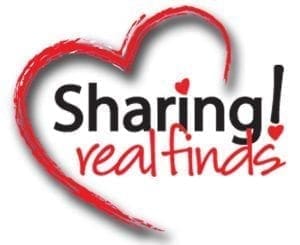 Heart with text "Sharing! real finds".