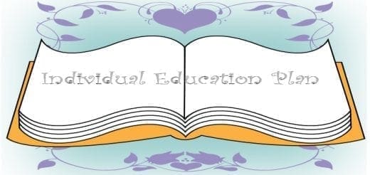 Open book with "Individual Education Plan" written on the pages.