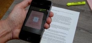 Cell phone scanning a document