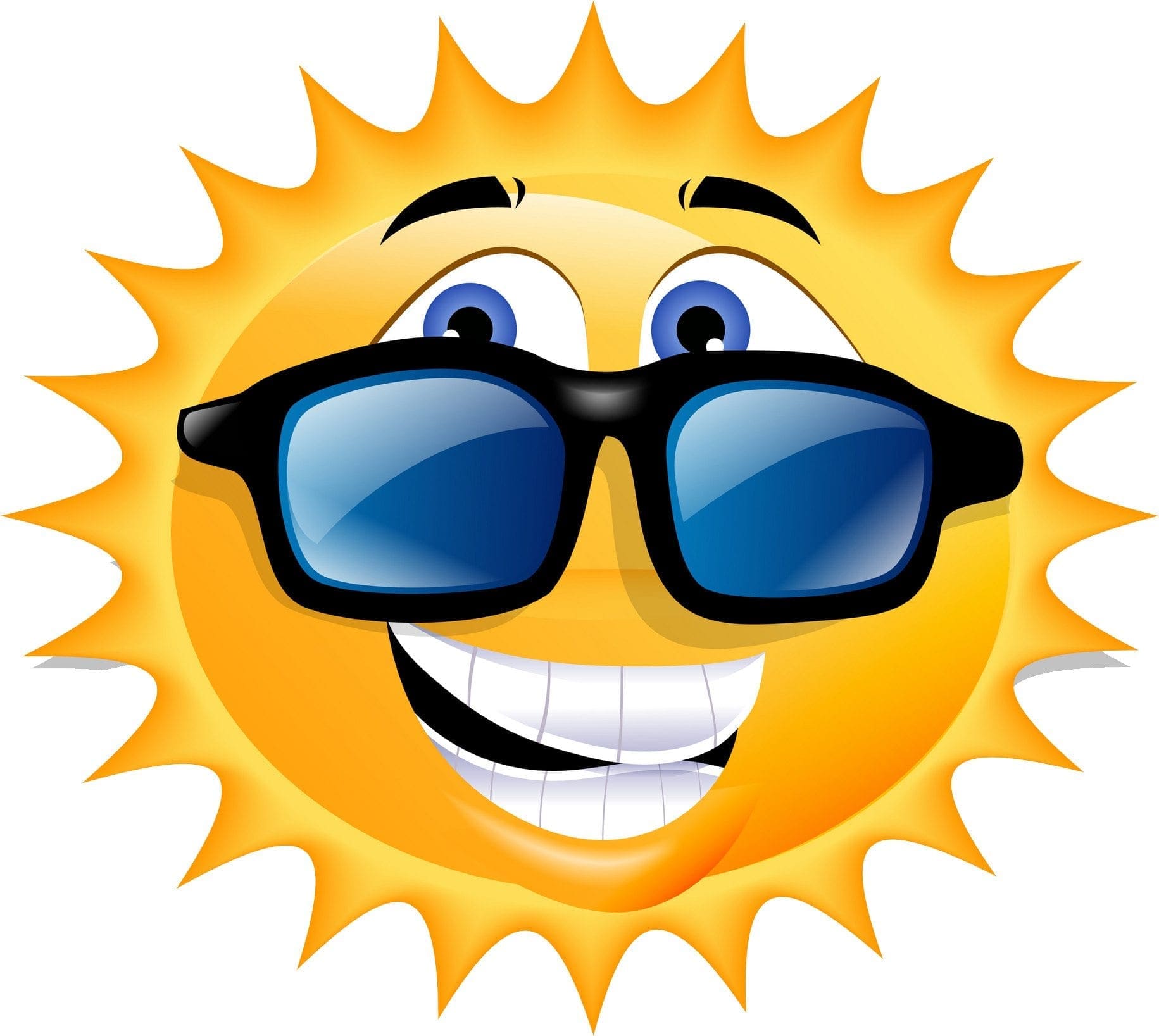 Smiling sun wearing sunglasses.