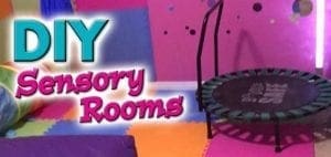 DIY sensory room with a small trampoline.