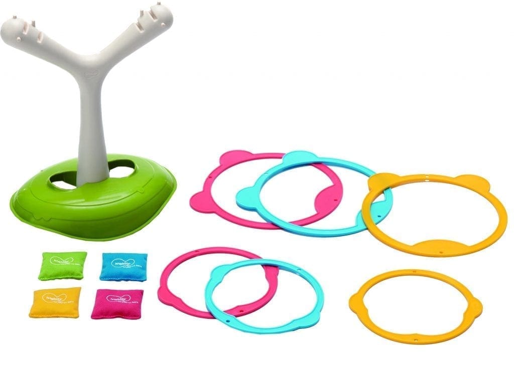 Stacking toy with rings and beanbags