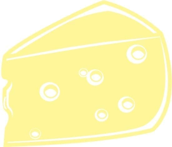 Wedge of cheese with holes