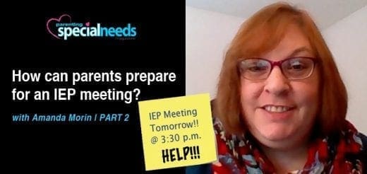 Amanda Morin smiles next to a graphic about preparing for an IEP meeting.