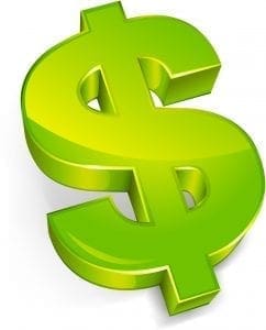 Green dollar symbol on a white background