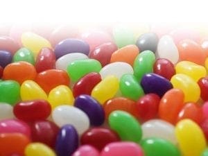 A pile of colorful jellybeans.