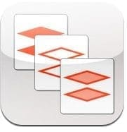 Three white squares with orange diamond shapes.