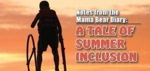 Silhouette of a child with prosthetic limbs holding onto a railing.