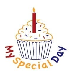 My Special Day logo with a cupcake and candle.