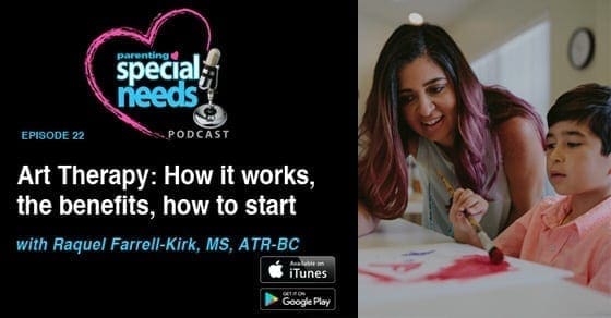 Raquel Farrell-Kirk, MS, ATR-BC, and a child engage in art therapy.