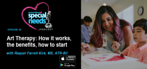Raquel Farrell-Kirk, MS, ATR-BC, smiles while guiding a child's art project.
