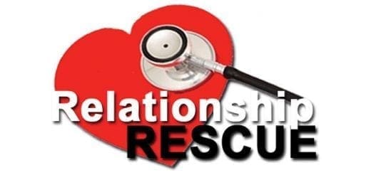 Red heart with a stethoscope and the words "Relationship RESCUE".