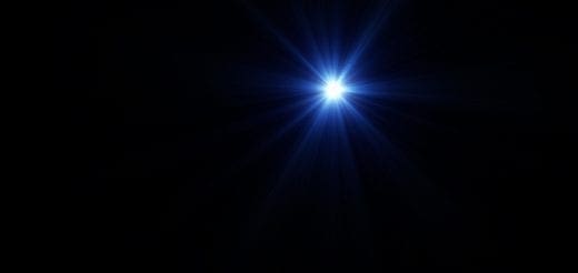 Bright blue starburst on a black background.
