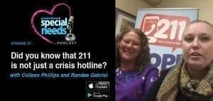 Colleen Phillips and Randee Gabriel in front of a 211 logo.
