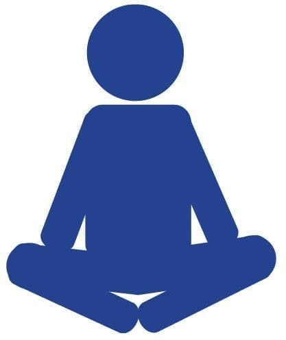 Blue icon of a person sitting in a cross-legged pose.